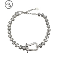 JiMi原创小众设计感唐草马蹄手链女轻奢时尚气质个性高级感复古银手饰