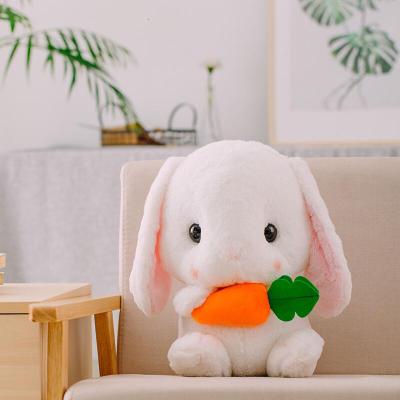 长耳朵垂耳兔超大兔子毛绒玩具公仔网红玩偶布娃娃抱枕粉色公主兔坐姿可爱布娃娃送儿童生日圣诞节送女生白色胡萝卜32厘米