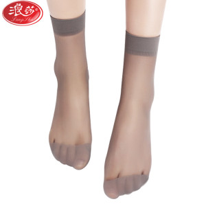 浪莎LangSha丝袜女士夏季薄款透气水晶丝短袜子5双