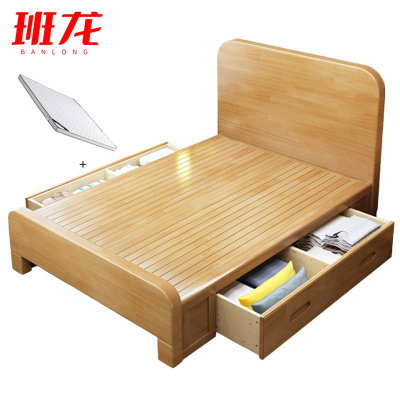 班龙单人床1*2米+床垫原木色套