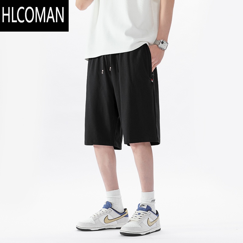 HLCOMAN短裤男运动休闲夏季薄款加肥加大码宽松跑步五分裤针织裤子男