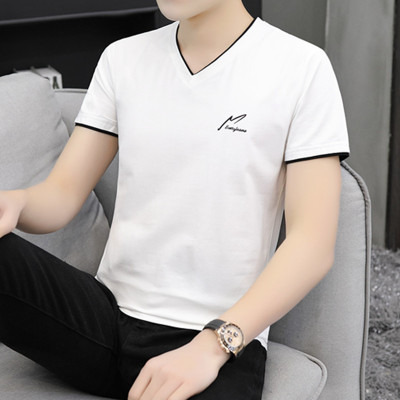 SUNTEK夏季鸡心领短轴男士短袖t恤桖夏天学生短衣服韩版休闲纯棉短衫土T恤