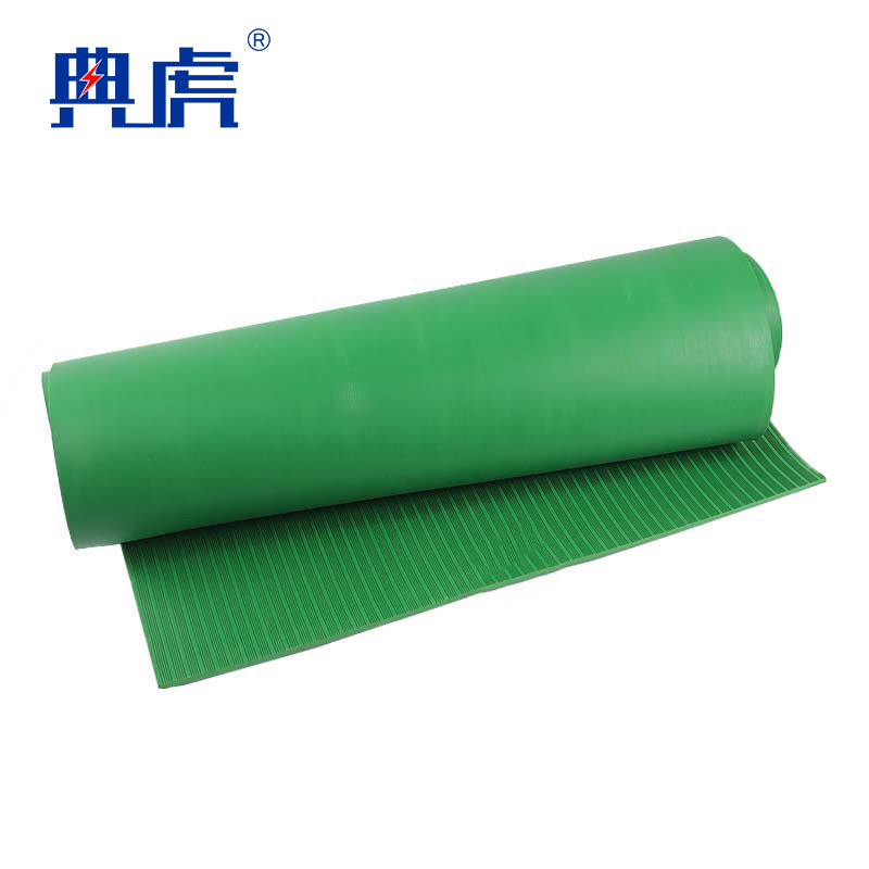 典虎 绝缘橡胶板 绿色条纹10mm*1m*10m 卷