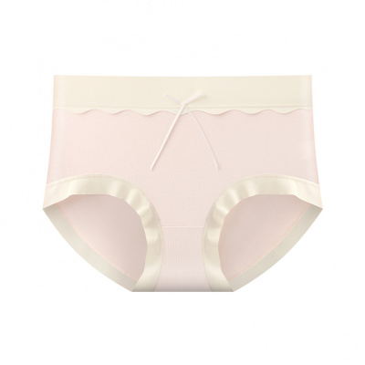 奶油莫代尔内裤女中腰女生内裤舒适波浪花边打底内裤少女短裤