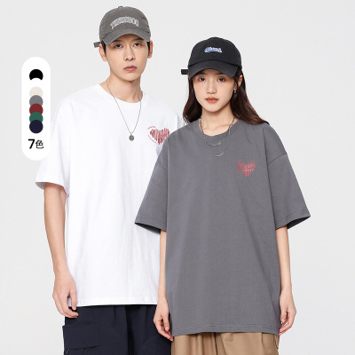 男装夏季新款短袖T恤情侣宽松圆领时尚印花休闲套头青少年打底衫_535
