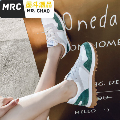 2020春新款韩版ins复古运动鞋休闲鞋舒适软底华夫鞋慢跑鞋女墨斗潮品休闲鞋