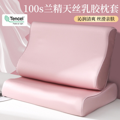 100S兰精天丝乳胶枕头套40x60cm一对装冰丝橡胶记忆枕整头内胆套