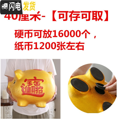 三维工匠存钱罐不可取大人用家用金猪储蓄罐小储钱只进不出大容量儿童超大 [可存可取]40厘米(送垫子)