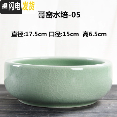 三维工匠一叶莲铜钱花盆水仙花睡莲碗莲无孔陶瓷大水培多肉水养 哥窑水培花盆-05 大花盆容器