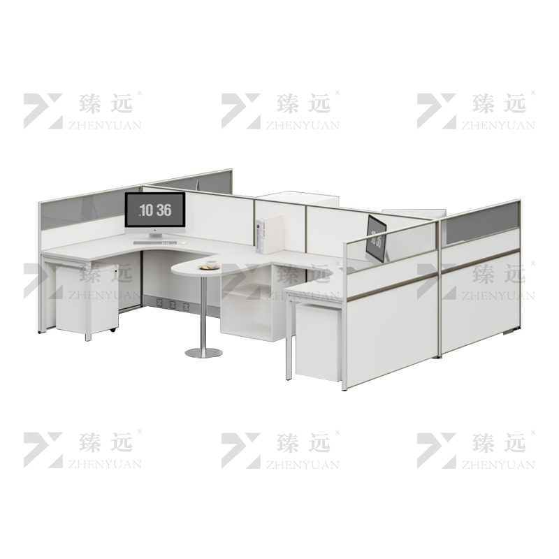 臻远 ZYGW-128屏风工作卡位职员桌办公桌 工型四人位含活动柜