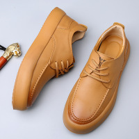 春季真皮透气男鞋2025新款百搭韩版潮流厚底防滑休闲皮鞋男士板鞋