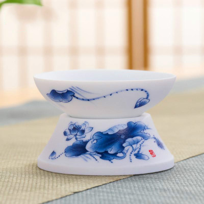 家柏饰(CORATED)青花瓷茶漏茶滤陶瓷荷花茶漏手绘茶隔茶叶过滤器滤网器泡茶Z