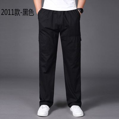 珂卡慕(KEKAMU)夏季运动裤男长裤宽松加大码休闲裤男士直筒工装裤加肥加大男裤子薄款/2011黑色M码适合100-120斤-
