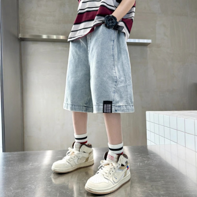 男童夏装短裤2025新款大童夏季薄款男孩中裤儿童牛仔裤子外穿潮酷