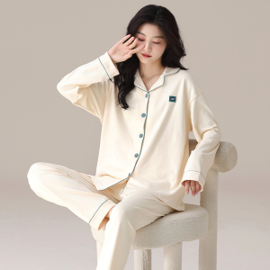 南极人睡衣女士100纯全棉宽松大尺码家居服女生高级感夏季长袖套装