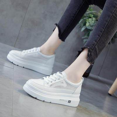 婕秘网鞋女鞋透气网面夏季2021年新款春季百搭夏厚底增高松糕小白鞋子