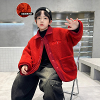 男童红色夹棉外套新款冬季儿童拜年服棉衣大童冬装新年衣服潮