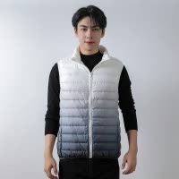寒冬思羽男式90绒男装立领马甲白鸭绒轻薄羽绒服渐变色外套