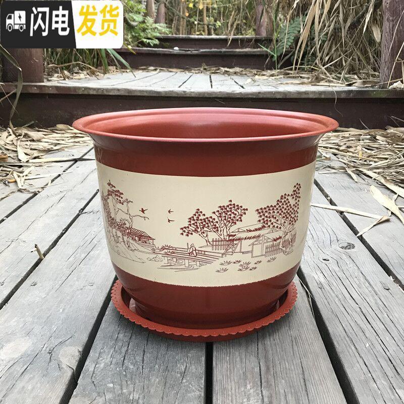 三维工匠加厚塑料仿陶瓷树脂盆栽花盆山水花盆室内客厅阳台盆景果树送托盘 w200不带托盘 10个盆花盆容器