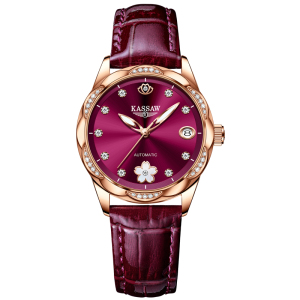 卡梭(KASSAW)手表女时尚潮流幸运樱花自动机械表女表腕表休闲女士手表K821L