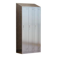 臻远 ZY4111404 304 不锈钢斜顶更衣柜员工宿舍储物柜 三门更衣柜