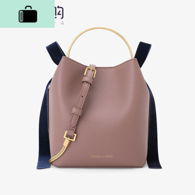 新加坡 包包女2020新款蝴蝶结饰水桶包金属提把单肩斜挎手提包NEW LAKE女斜挎包