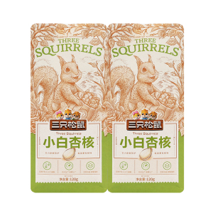 三只松鼠小白杏核休闲杏核仁休闲坚果零食香脆干果小吃120g*2袋