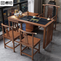 戴劲新中式旋转茶桌阳台移动功夫茶台一体泡茶桌椅组合1m茶桌1梳2月牙