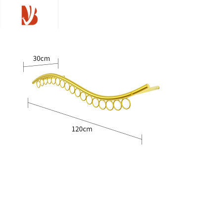 三维工匠铁艺金色服装店上墙衣架展示架侧挂式壁挂式衣服架上墙置物架壁挂