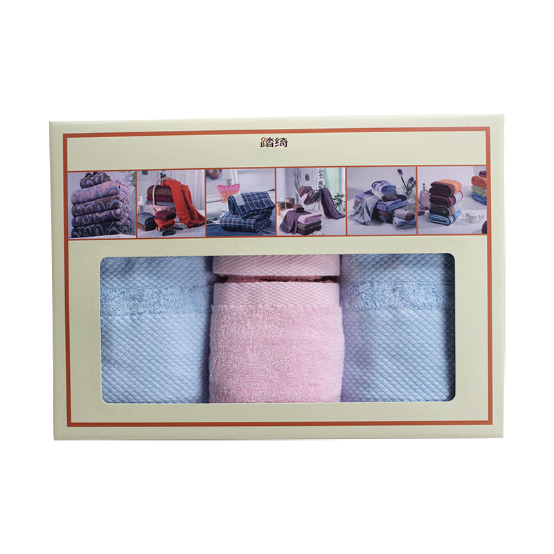 踏绮 北海道缎档面巾&方巾四条装 34*78cm*2+34*35cm*2 盒(颜色随机)