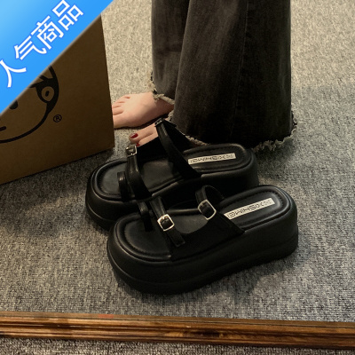 SUNTEK34小码凉鞋女313233女鞋夏季新款外穿厚底拖鞋2023小个子高跟凉拖