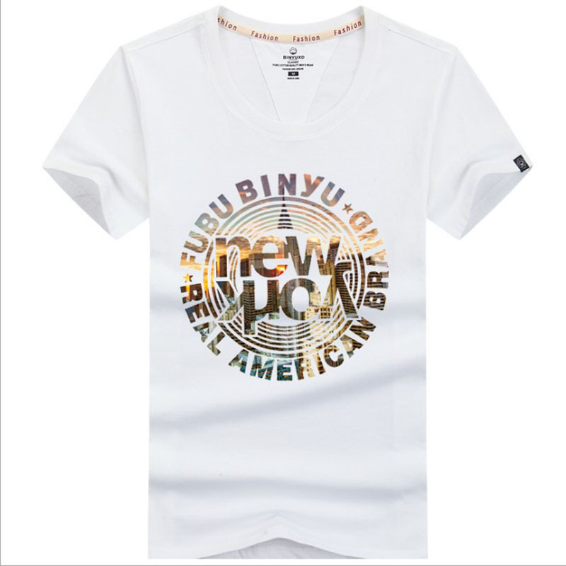 2018夏季短袖T恤男士纯棉圆领打底衫宽松加肥大码时尚印花套头