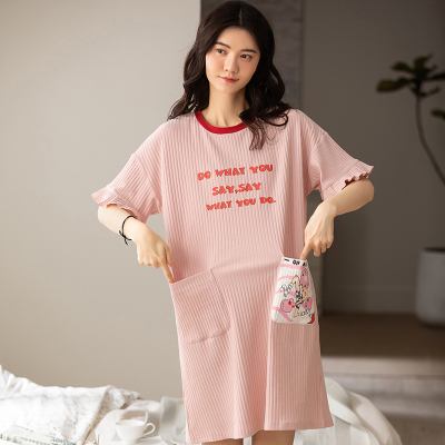 北极绒2021新款卡通棉中长款宽松睡裙女夏季薄款甜美家居服020-024可爱日系甜美DLM