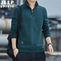 JEEP SPIRIT吉普男士春秋立领长袖男运动宽松卫衣男舒适棉体恤潮牌打底衫