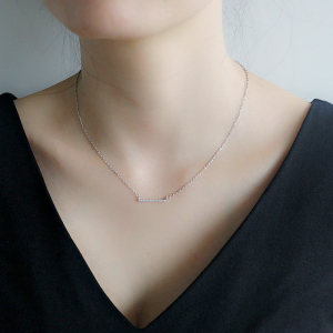 简约锁骨链S925纯银项链线条微镶银链子INS极简冷淡风银饰品潮女送女朋友老婆情人节七夕生日礼物 均色