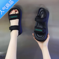 SUNTEK网红面包凉鞋女2023夏季新款魔术贴松糕厚底休闲罗马鞋小码34