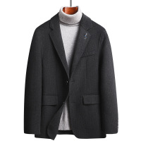 秋冬手工双面呢西装条纹羊毛西服男士加厚羊绒西装妮子西服外套男