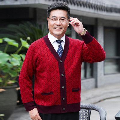 广赫中老年金婚礼服父母情侣装秋冬装毛衣爷奶过年毛衫外套爸妈男女夹克