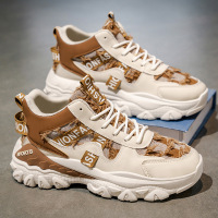 男士秋冬季新款系带跑步运动透气厚底拼色简约潮流时尚休闲老爹鞋