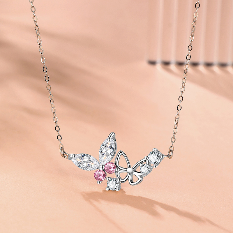 奇遇蝶念甜美项链女蝴蝶双飞锁骨链小众设计高级感锁骨链生日礼物送女朋友老婆情人节七夕生日礼物