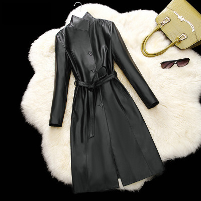 秋季真皮皮衣女士加长款修身绵羊皮外套70CYDDWQE