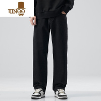 YANXU黑色弹力牛仔裤男秋季潮牌美式高街直筒宽松休闲大码长裤子