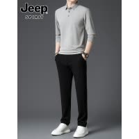 JEEP SPIRIT商务休闲套装男士秋季长袖polo衫长裤子运动两件套男