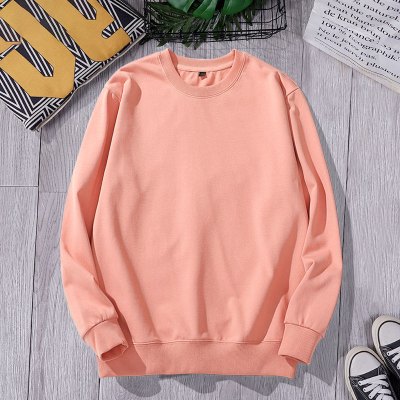 HLCOMAN色圆领卫衣男潮ins春秋款男士上衣黑色无帽宽松大码外套长袖卫衣