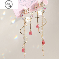 JiMiSU苏家 花园飞舞 超仙显瘦长款流苏耳坠轻奢气质精致彩色镀金耳钉