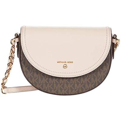 迈克科尔斯MichaelKors女士包包MichaelKorsJetSetCharm中号半圆顶链条斜挎包Brown/Soft_Pink