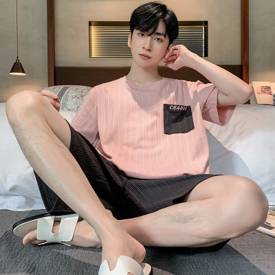 2025新款啄木鸟睡衣男夏季纯棉短袖短裤韩版套装青少年大码家居服