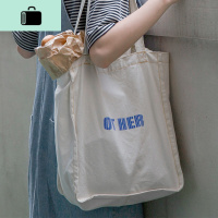 韩国街拍 自制字母帆布包女单肩原创小清新文艺帆布袋夏insNEW LAKE女手包
