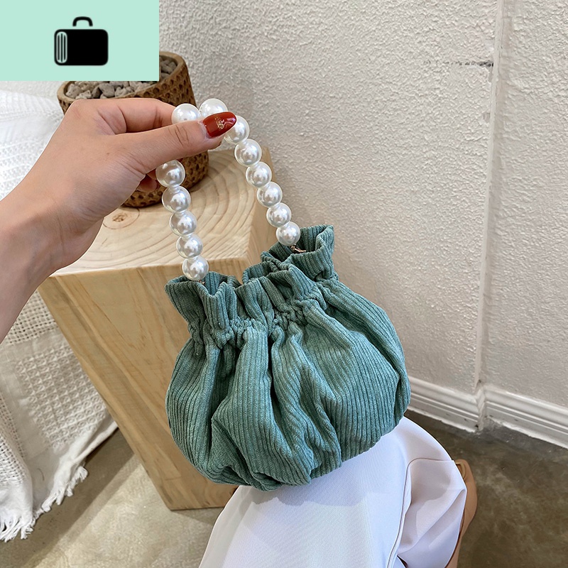 夏天网红流行小包包女2020新款潮女百搭链条斜挎包珍珠手提水桶包NEW LAKE女士单肩包