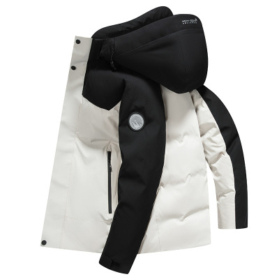 简欧冬季新款连帽羽绒服男加厚中长青年新国标羽绒服户外羽绒外套